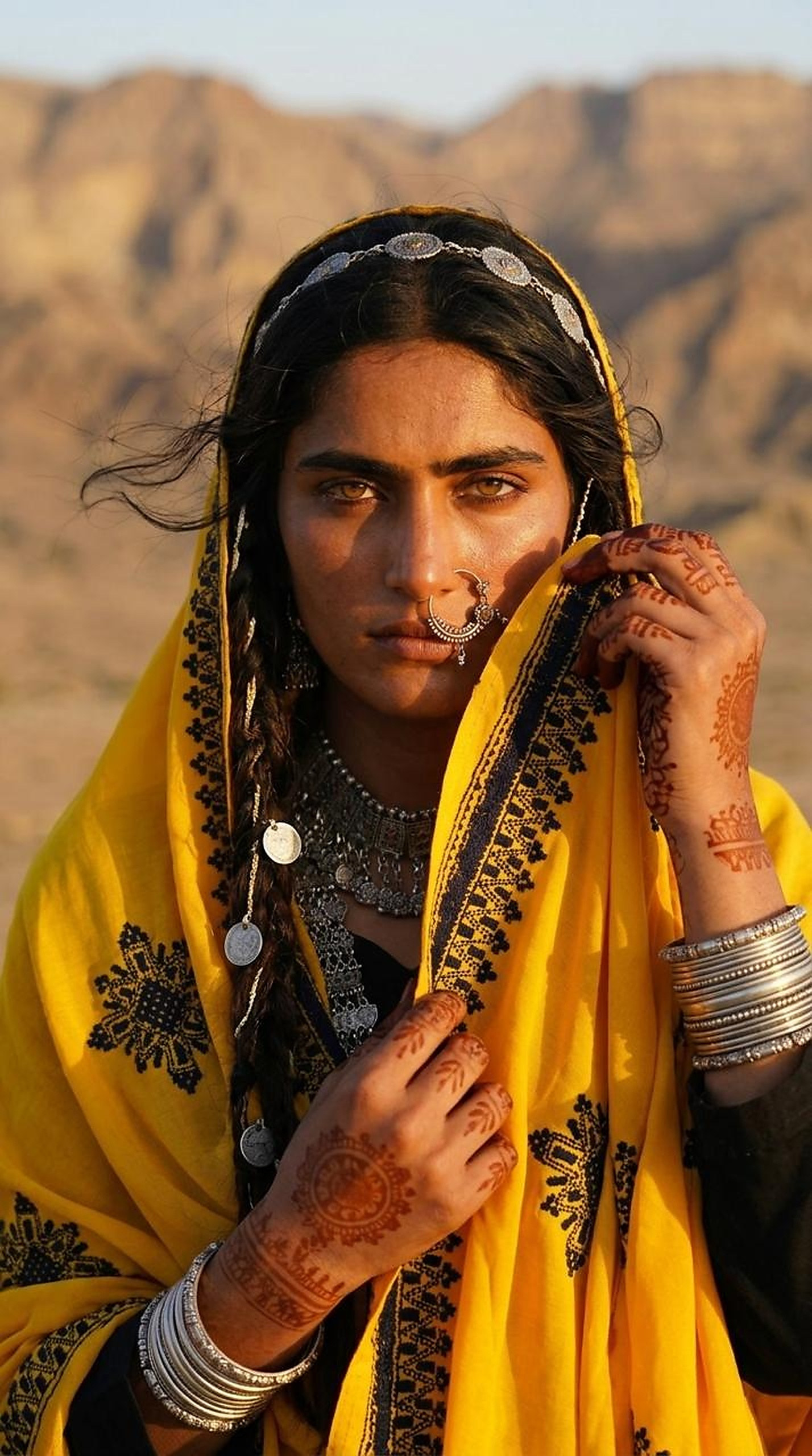 Qambranis model wearing a handcrafted dupatta